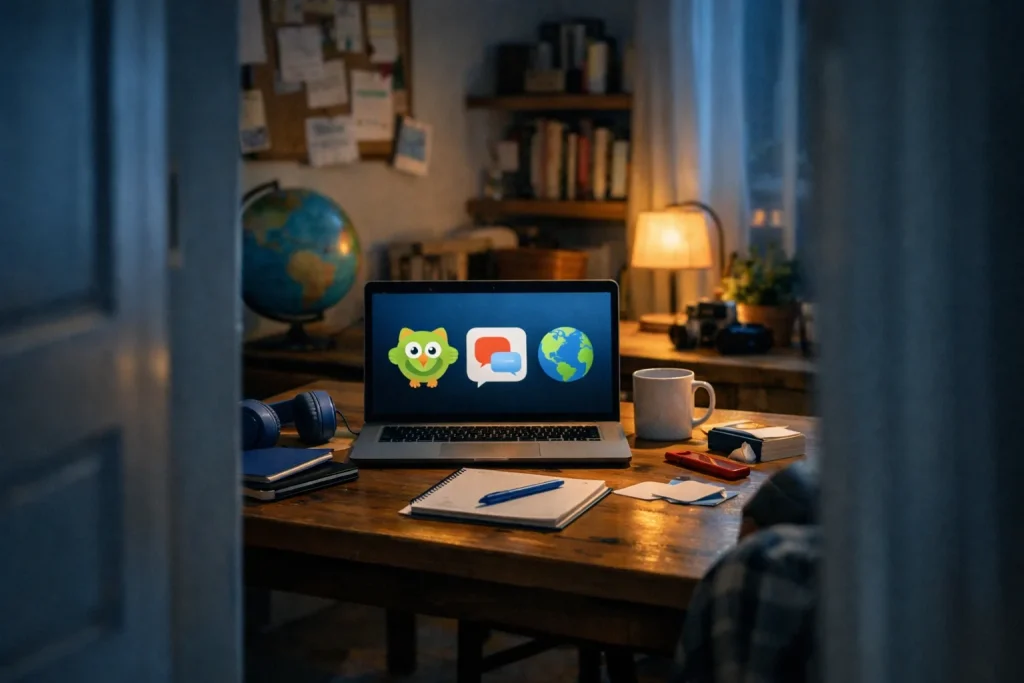 Apprendre une langue en ligne : Duolingo, Babbel, tandem — la méthode qui tient six mois