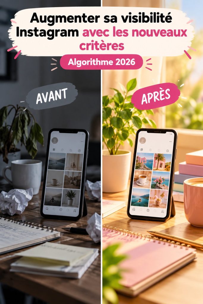 Illustration d'un créateur de contenu optimisant son compte Instagram pour en améliorer la portée avec de nouveaux critères.